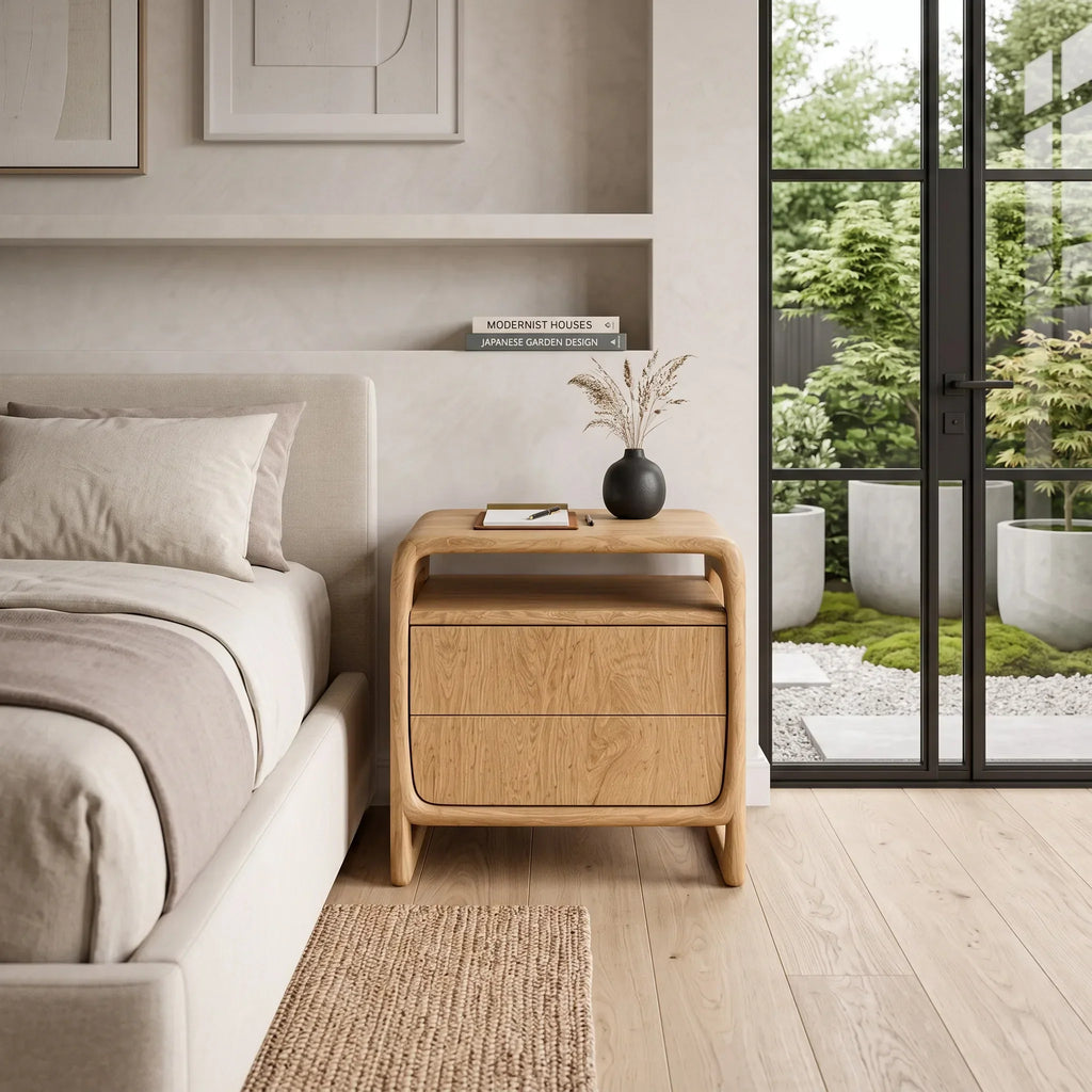 Contemporary Sculptural Open Frame Nightstand For Bedroom