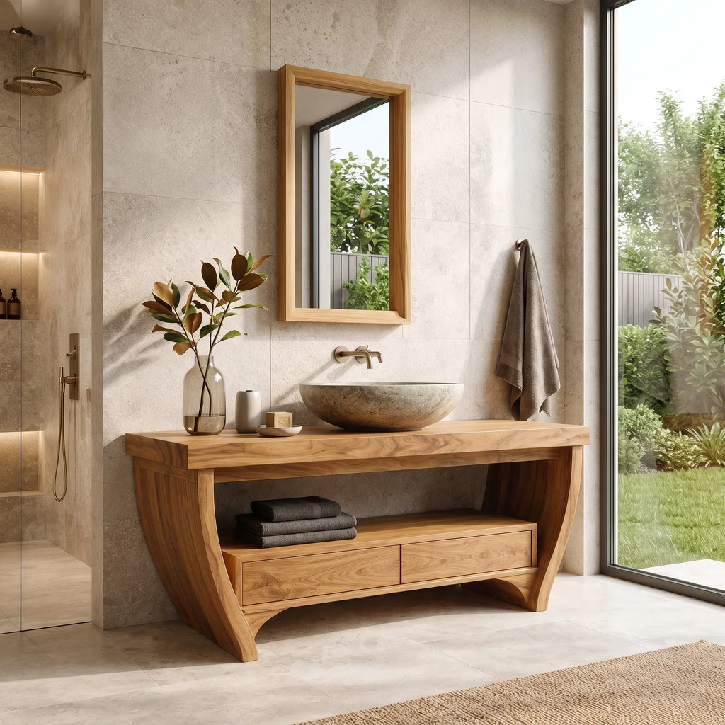 Contemporary Curved Leg Bathroom Vanity For Master Bathroom