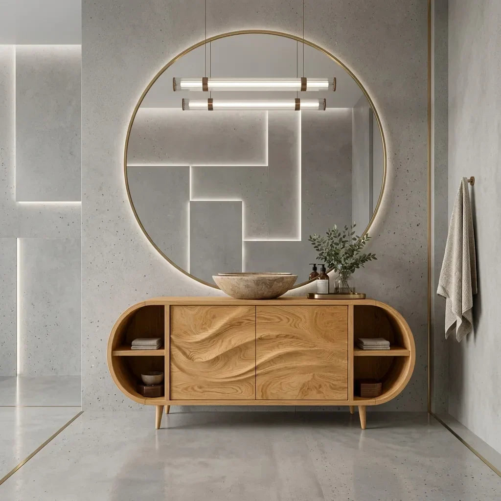 Organic Modern Rounded Edge Bathroom Vanity For Master Bathroom