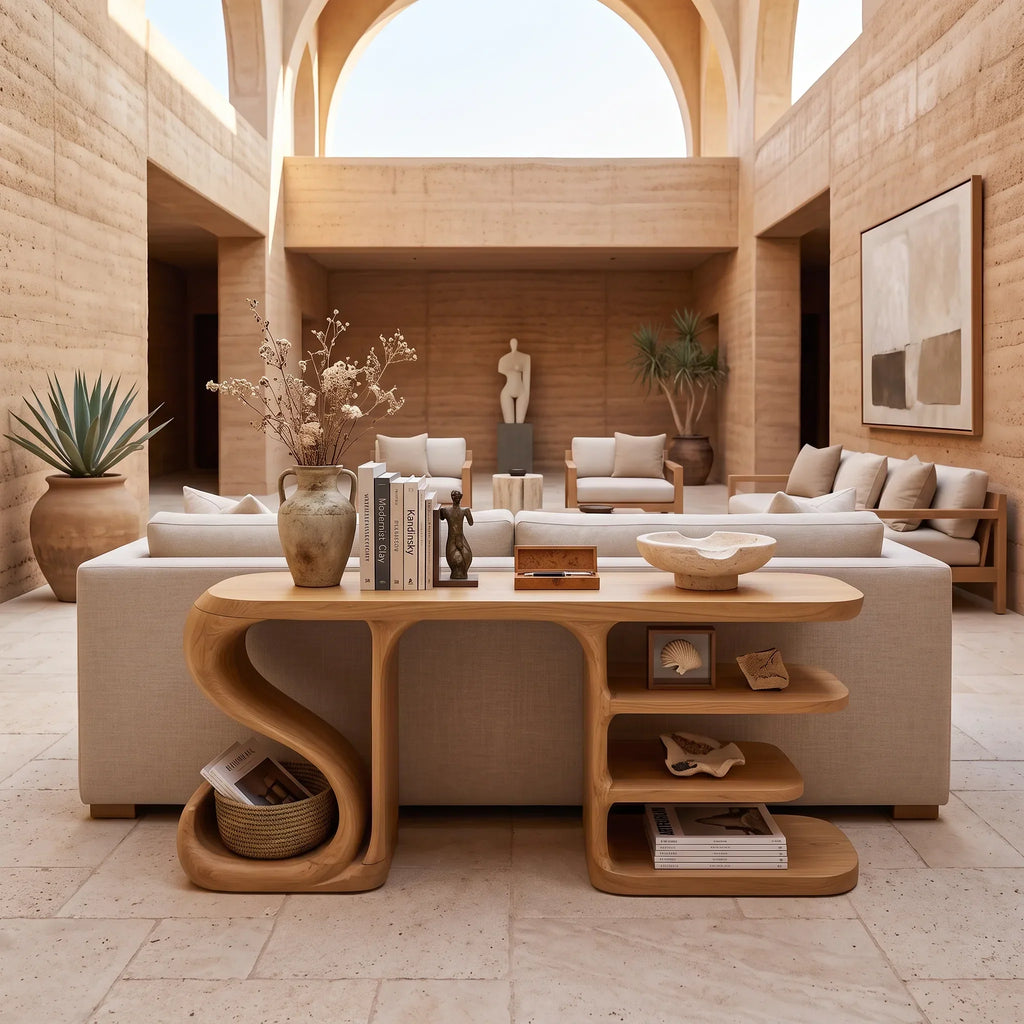 Organic Flow Console Table For Contemporary Hallway