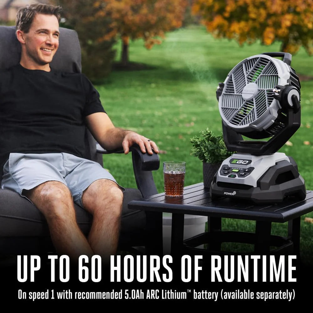 POWER+ 18 in Portable Outdoor Electric Misting Fan, 5 Speeds