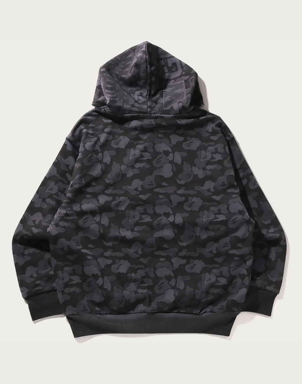 Relaxed Camo Print Full-Zip Hoodie - Black