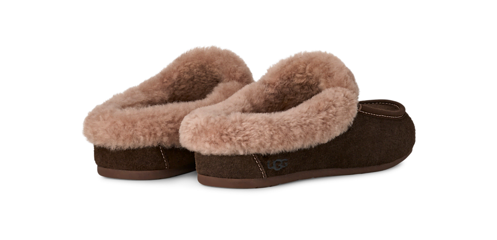 Women's Suede Sheepskin Collar Mule - Moonlight