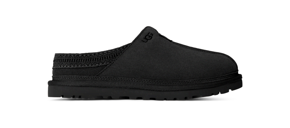 Men's Sheepskin Lined Suede Slip-On - Black