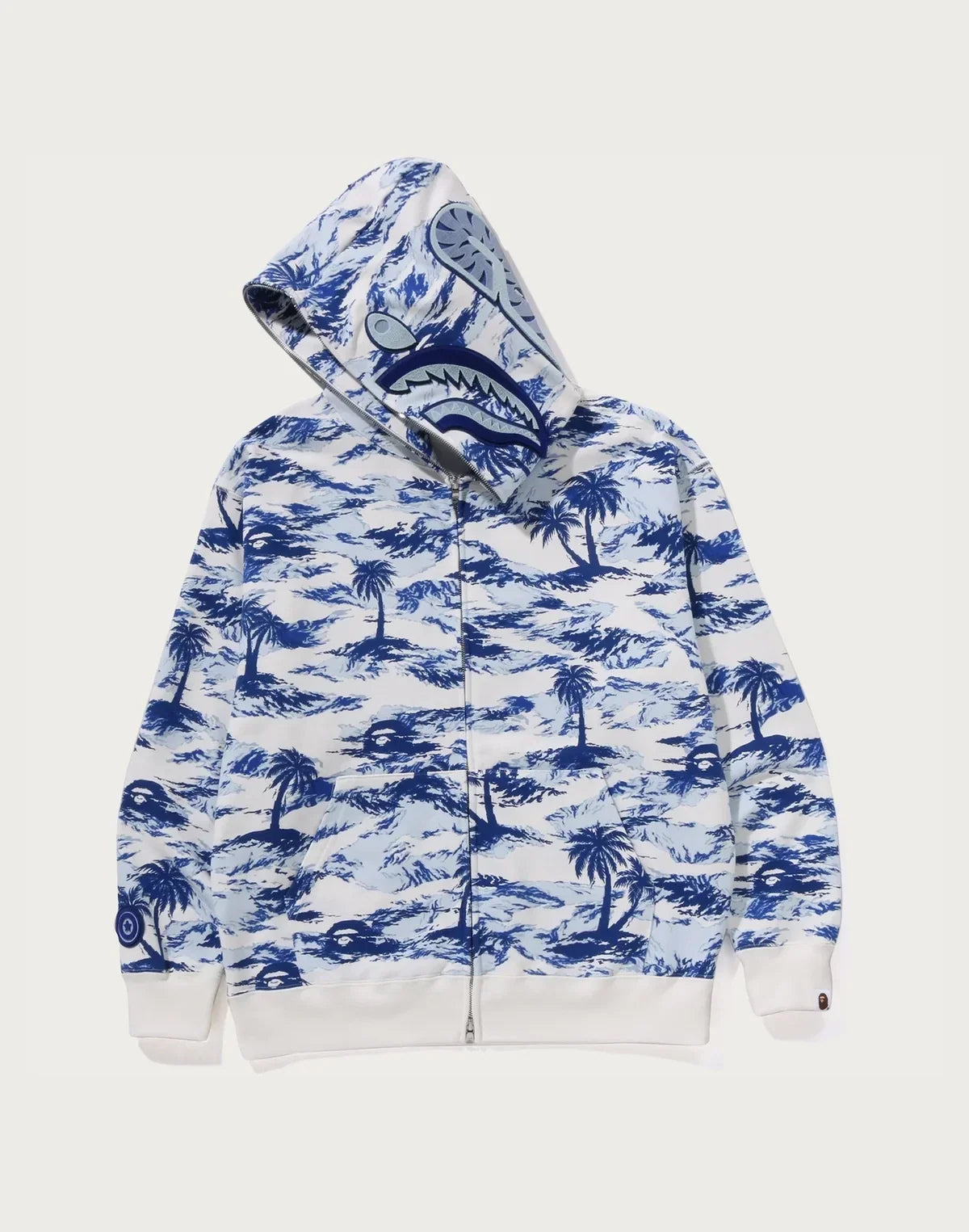 Relaxed Palm Camo Full-Zip Hoodie - Blue