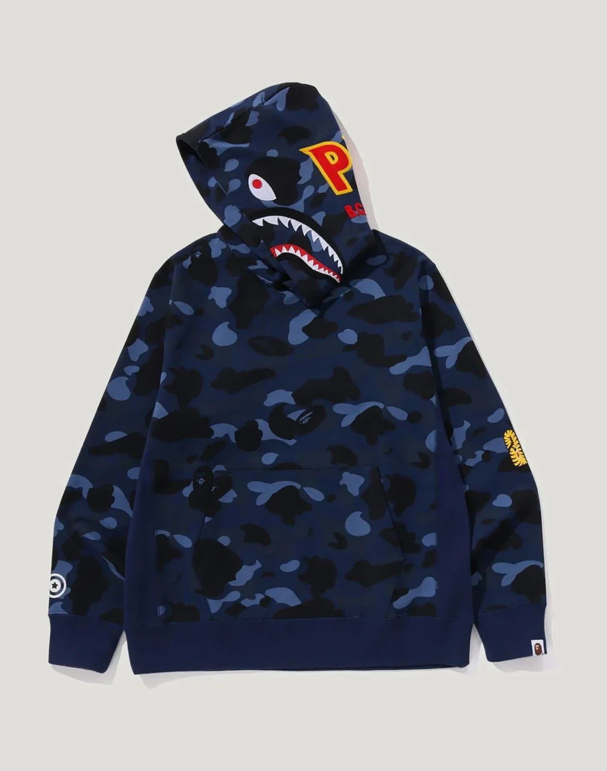 Cotton Camo Pullover Hoodie - Navy