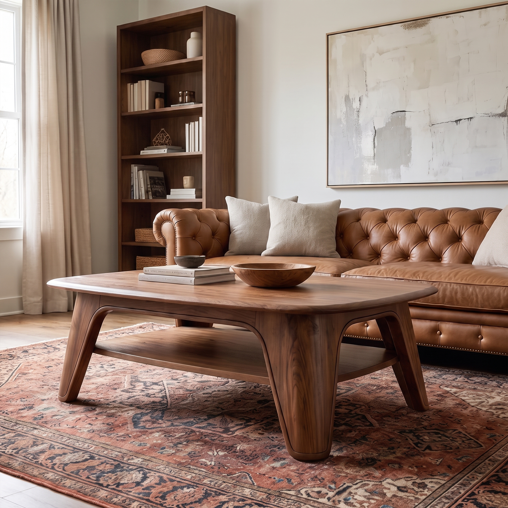 Modern Coffee Table With Curved Pillar Design For Living Room And Sitting Room