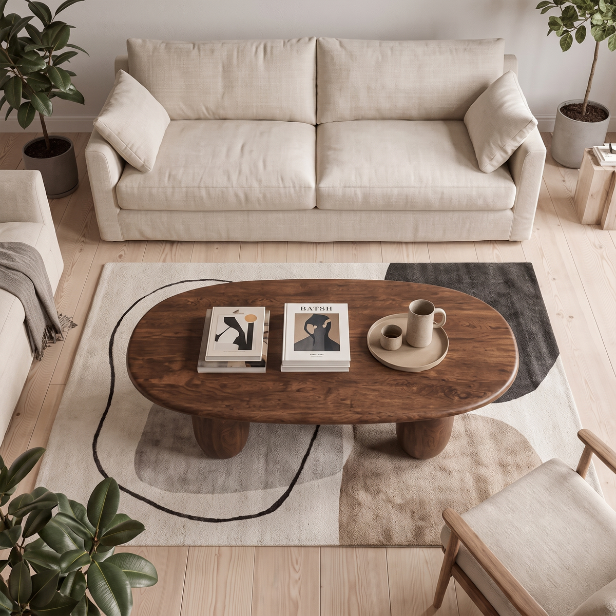Organic Coffee Table With Sculptural Rounded Legs For Living Room And Lounge