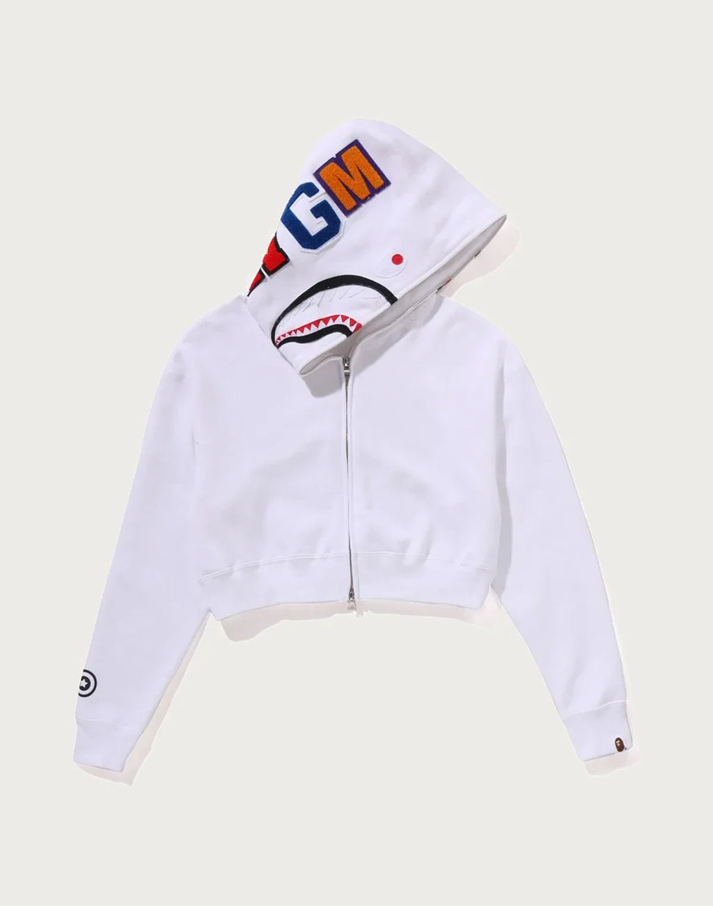 Cropped Full-Zip Graphic Hoodie - Black