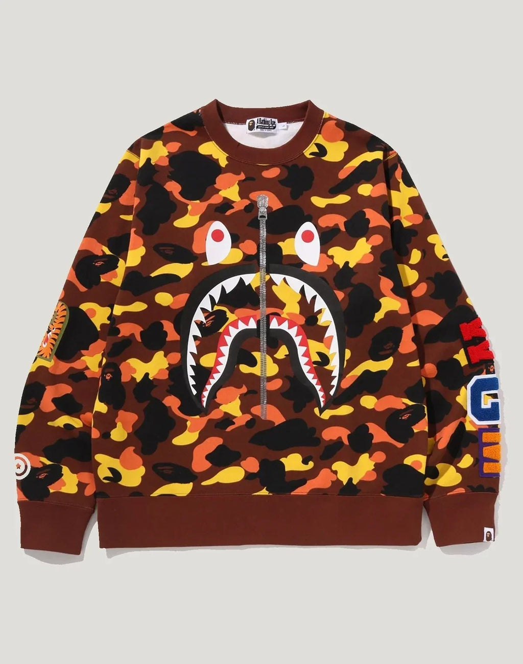 Men's Cotton Camo Graphic Crewneck Sweatshirt - Orange