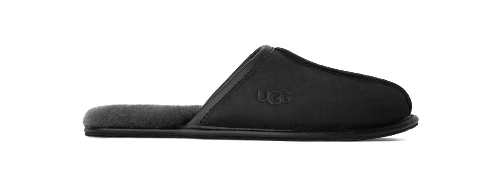 Men's Leather Open-Back Slipper - Black