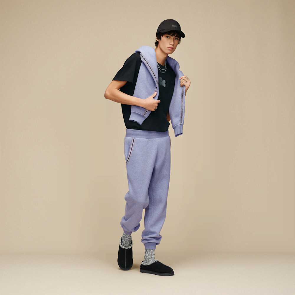Men's Cotton Blend Drawstring Joggers - Purple