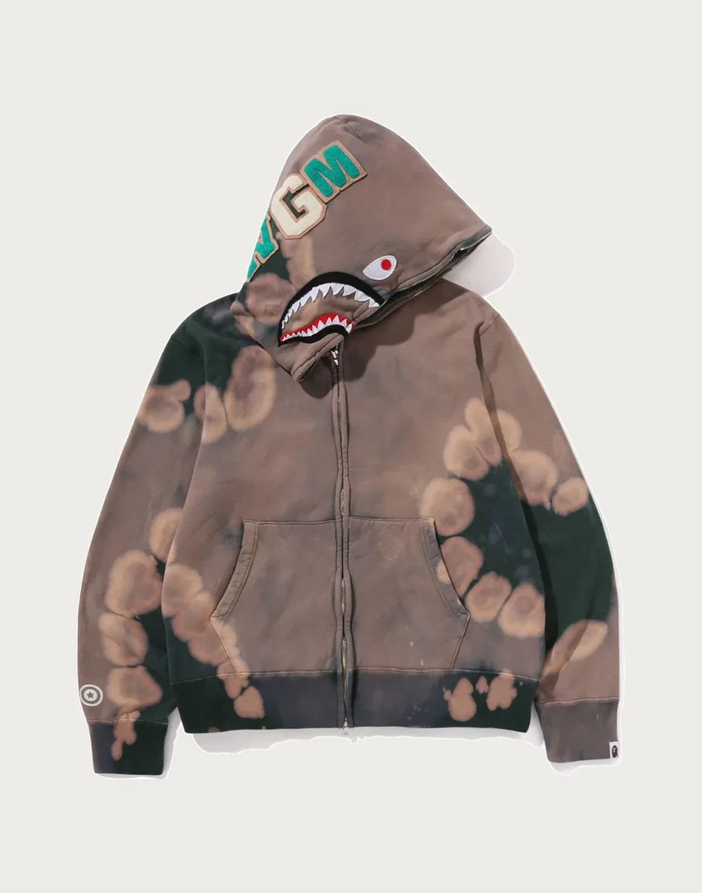 Hand-Dyed Full-Zip Graphic Hoodie - Red