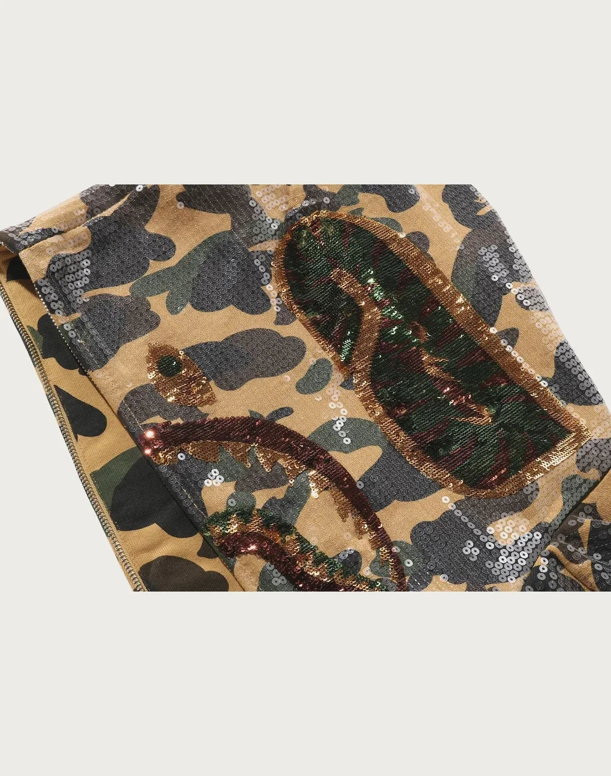 Relaxed Sequin Camo Full-Zip Hoodie - Yellow