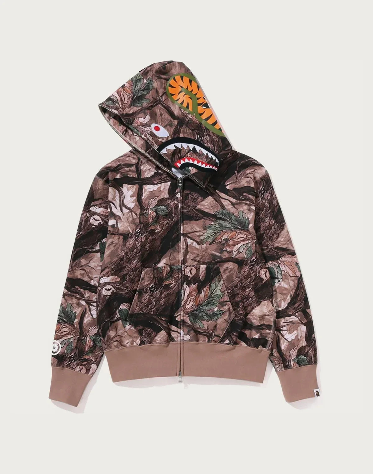 Camo Full-Zip Cotton Hoodie - White