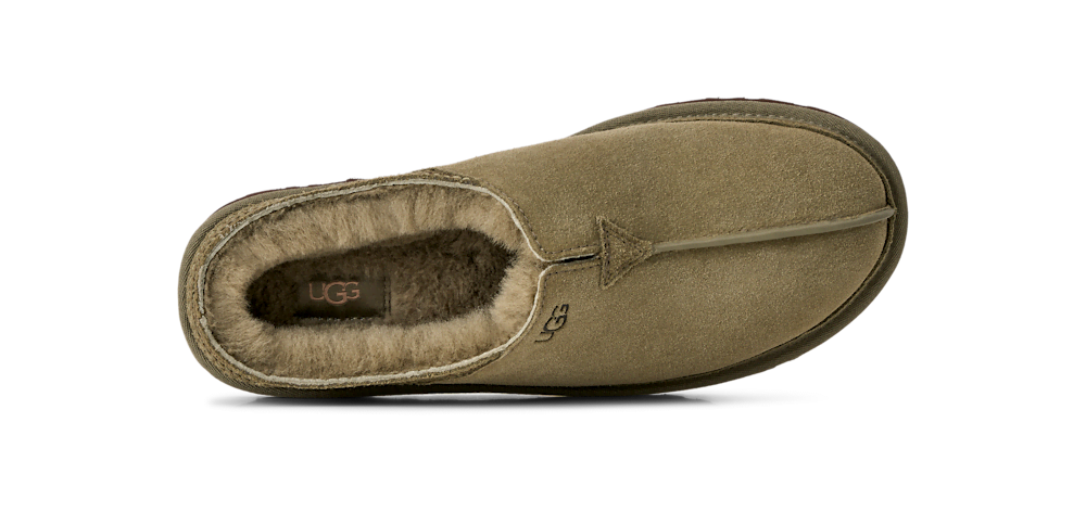 Men's Sheepskin Lined Suede Slip-On - Black