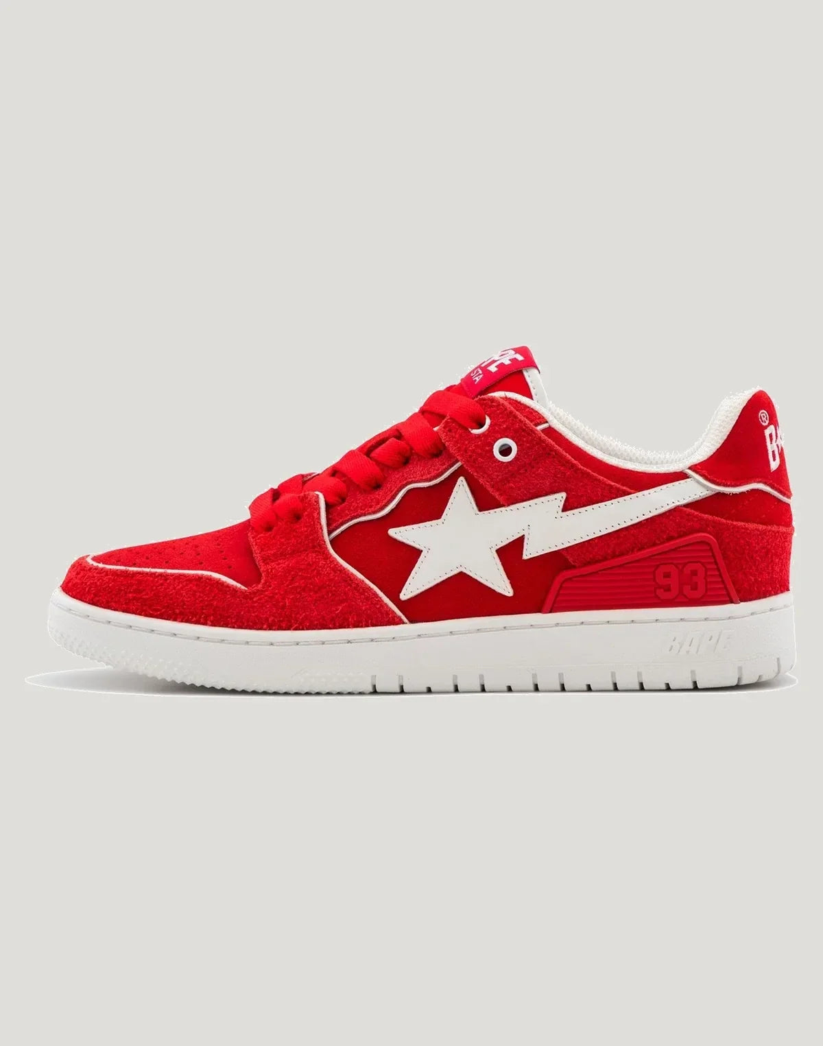 Men's Leather Low Top Sneakers - Red