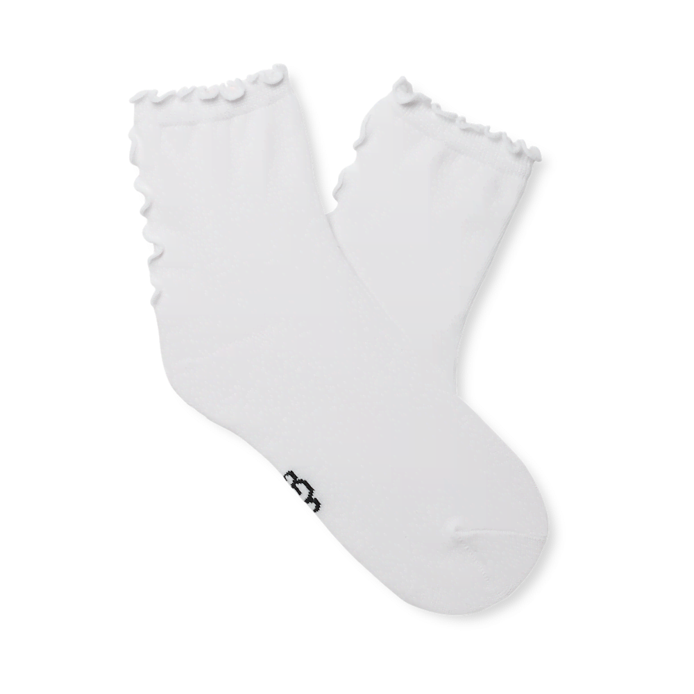 Women's Ruffled Quarter Socks - White Orange