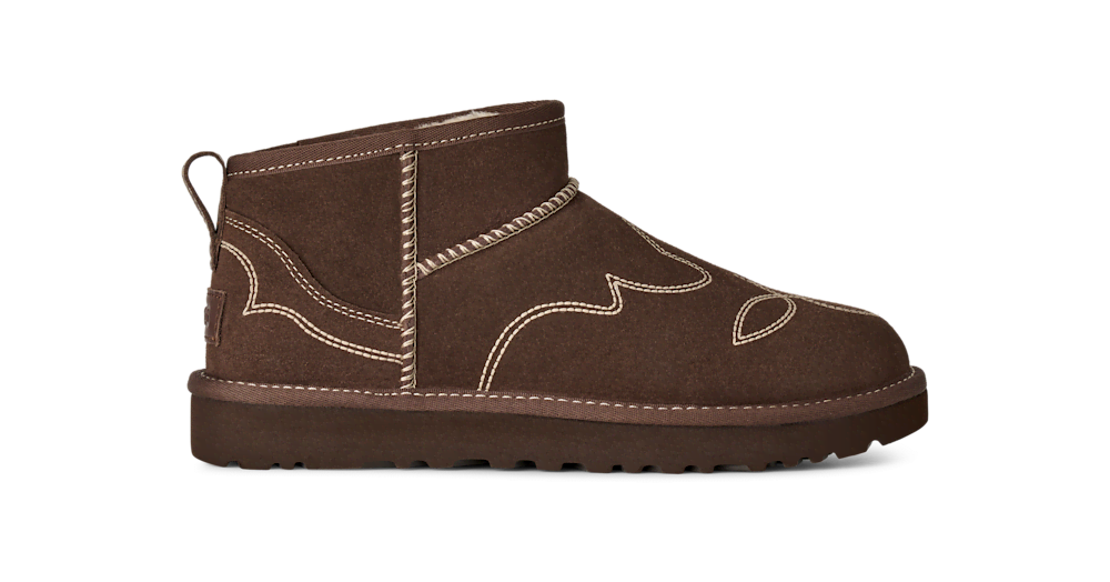 Women's Embroidered Suede Mini Boot - Black