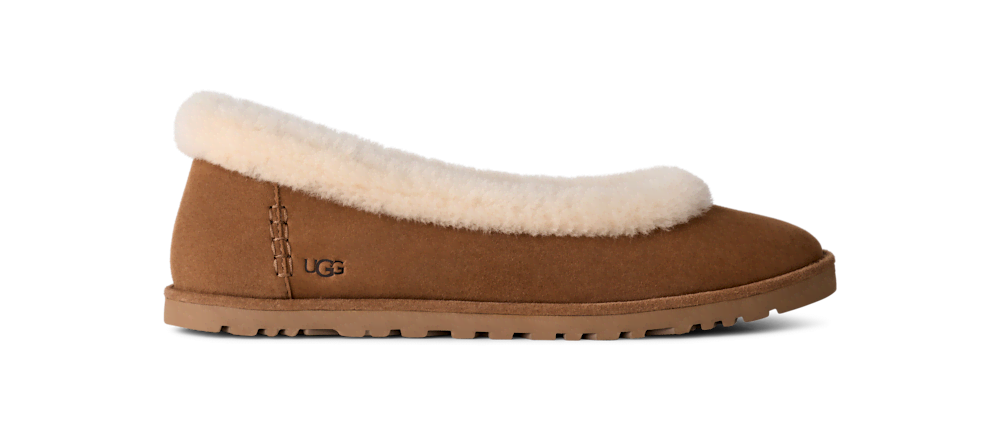 Women's Suede Ballet Flat - Chestnut