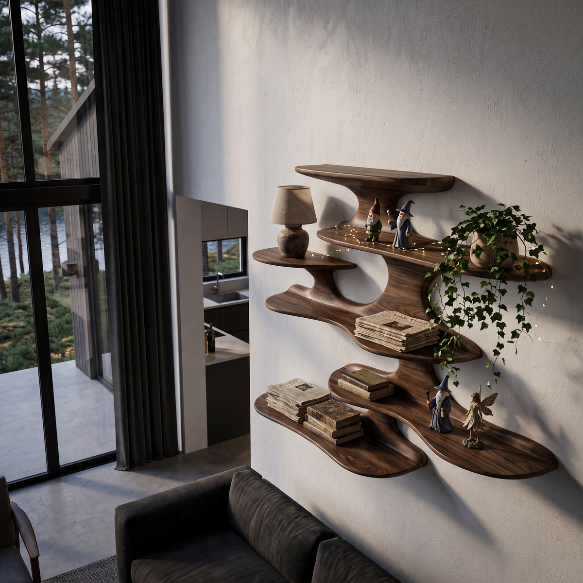 Minimalist Floating Shelf Handcrafted Solid Wood Design For Bedroom