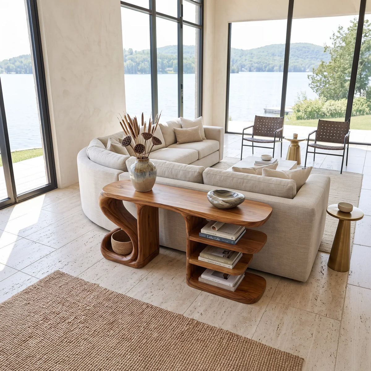 Organic Flow Console Table For Contemporary Hallway