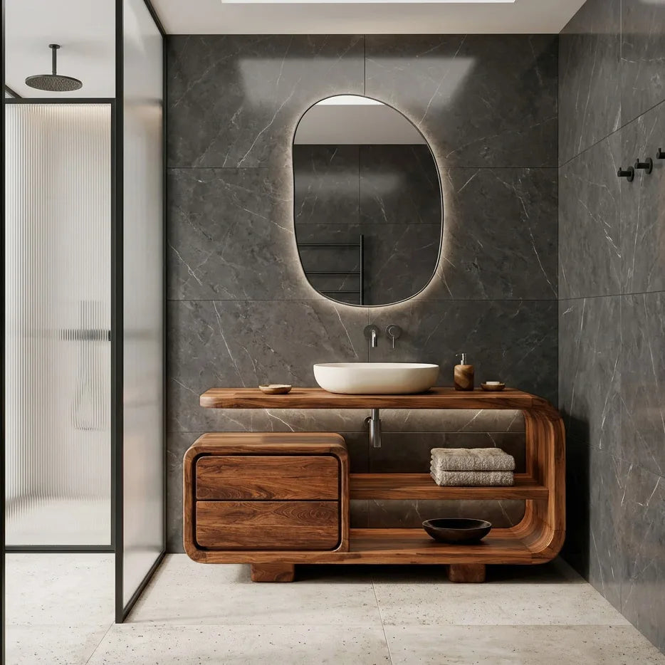 Modern Rounded Open Frame Bathroom Vanity For Bathroom