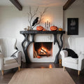 Wooden Halloween Fireplace Mantel With Branch Leg For Festive Decoration