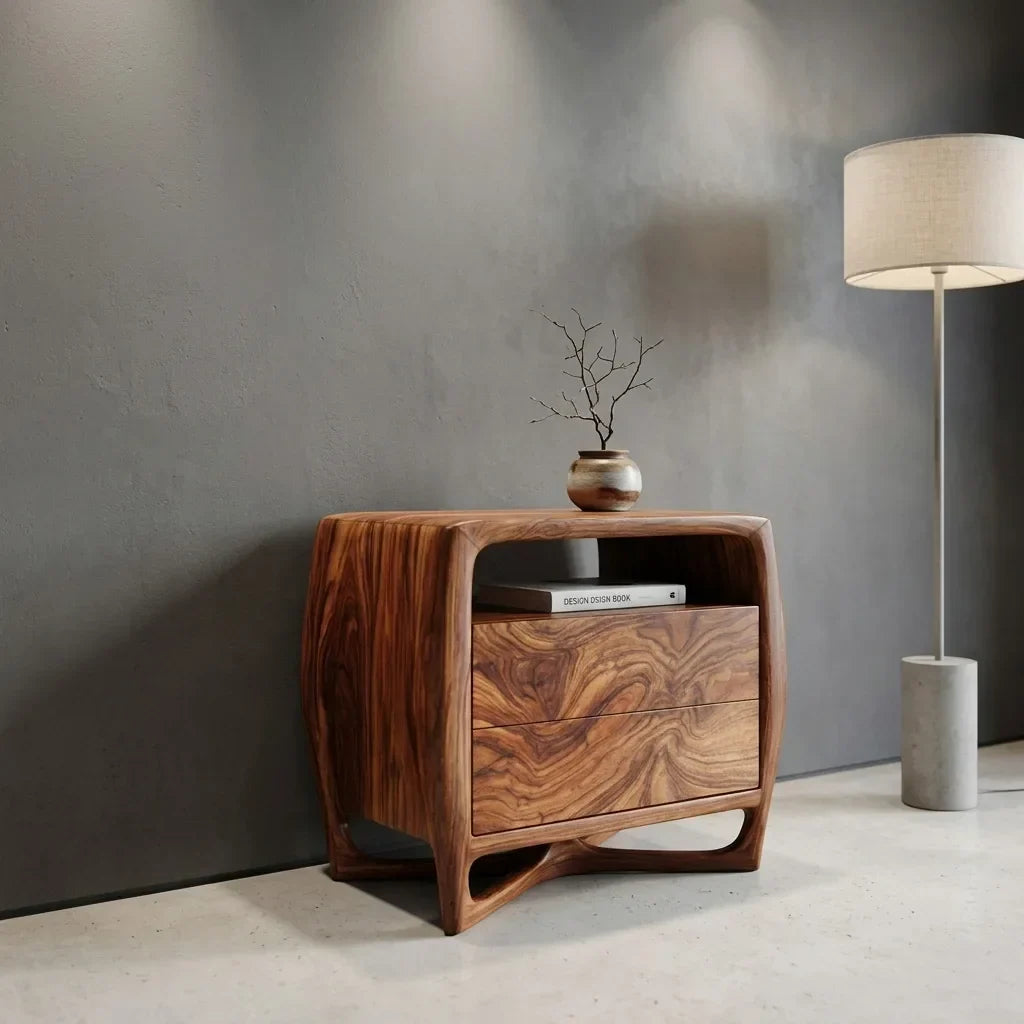 Modern Sculptural Open Frame Nightstand For Bedroom