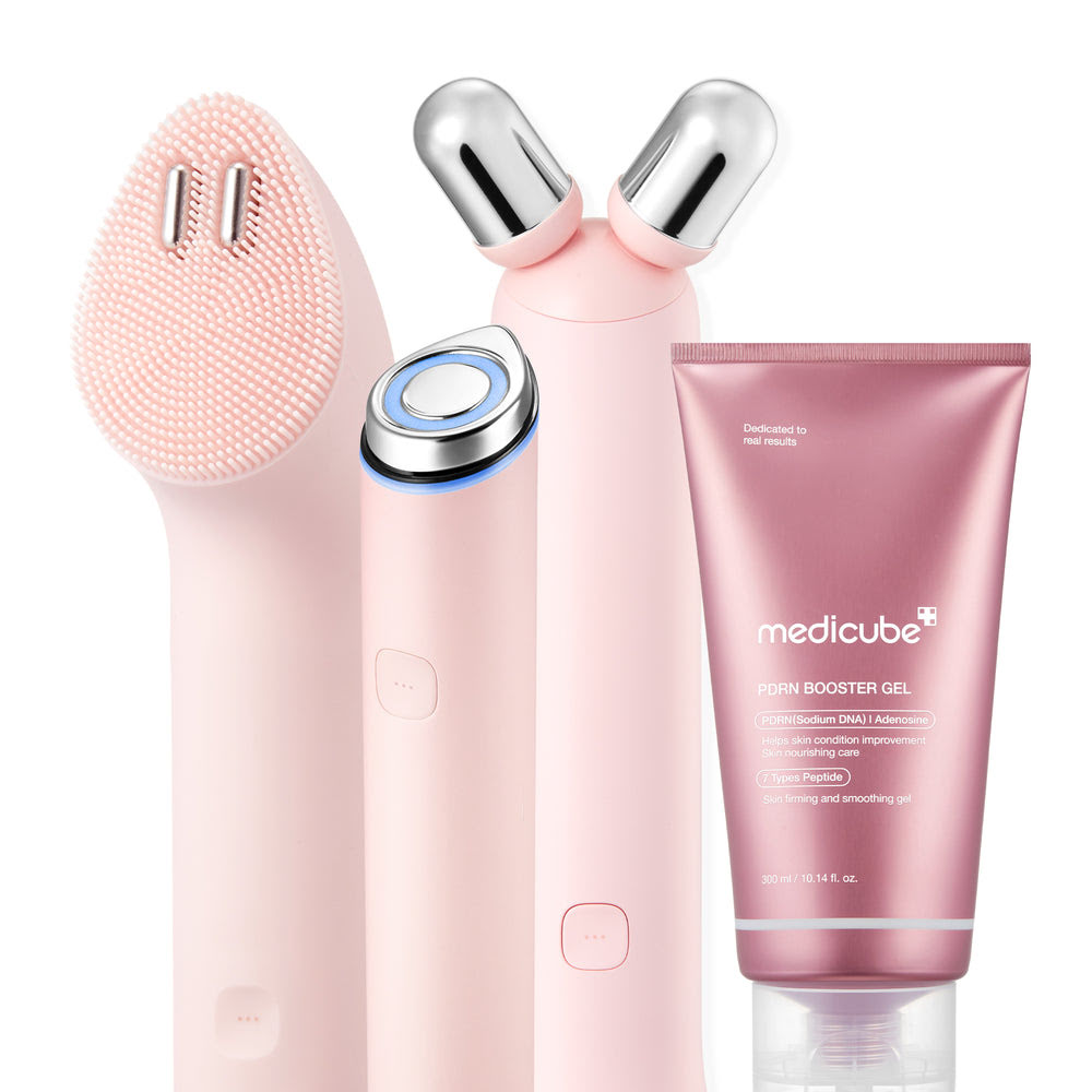 Pink Facial Roller & Cleansing Device Set