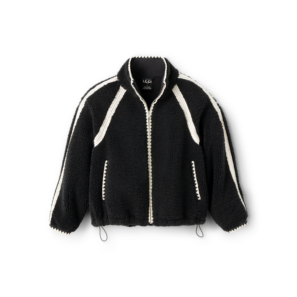 Women's Crochet Trim Plush Fleece Jacket - Cobble