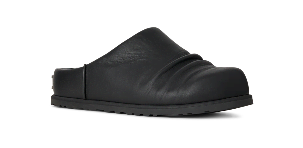 All-Gender Leather Wool-Lined Clog - Black