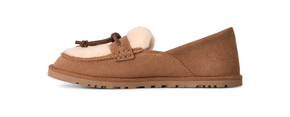 Women's Suede Sheepskin Loafer - Black