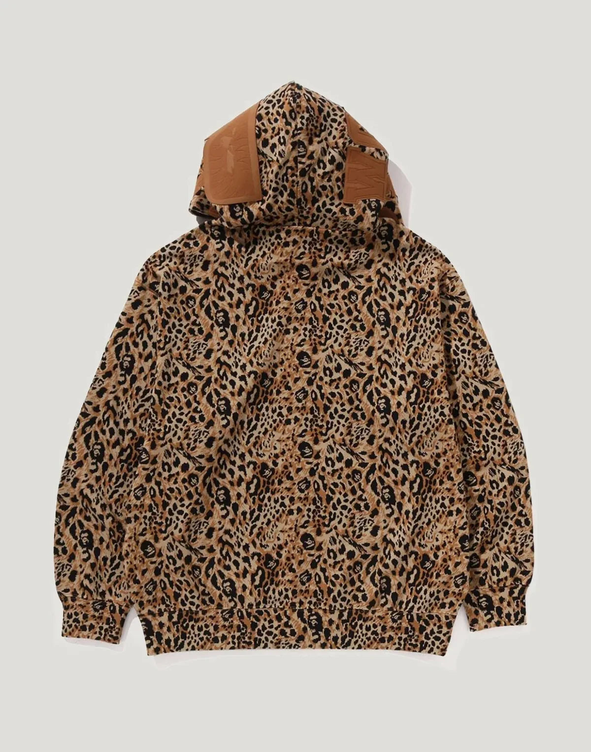 Leopard Print Full-Zip Hoodie - Gray