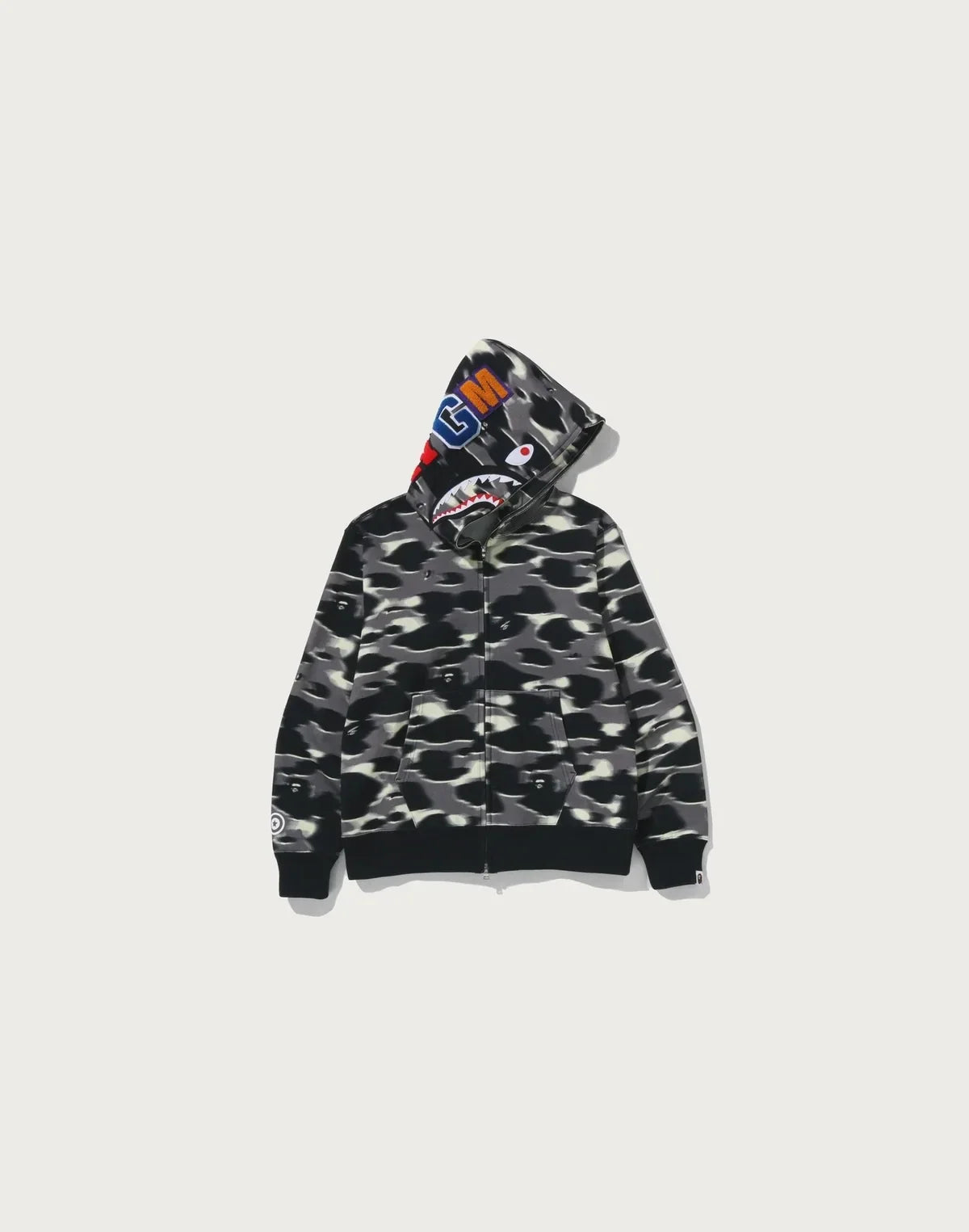 Printed Full-Zip Cotton Hoodie - Blue