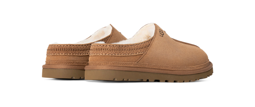 Men's Sheepskin Lined Suede Slip-On - Black