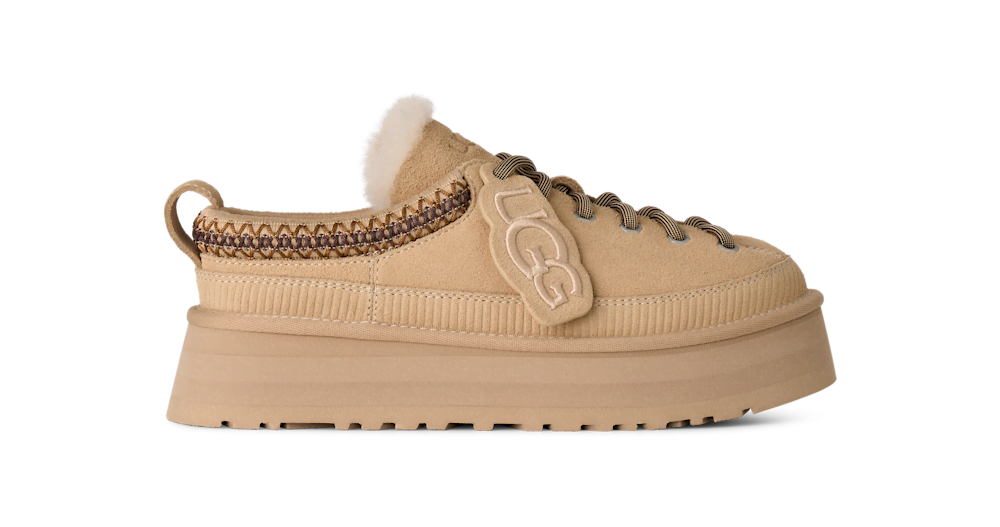 Women's Suede Lace-Up Platform Slipper - Sand