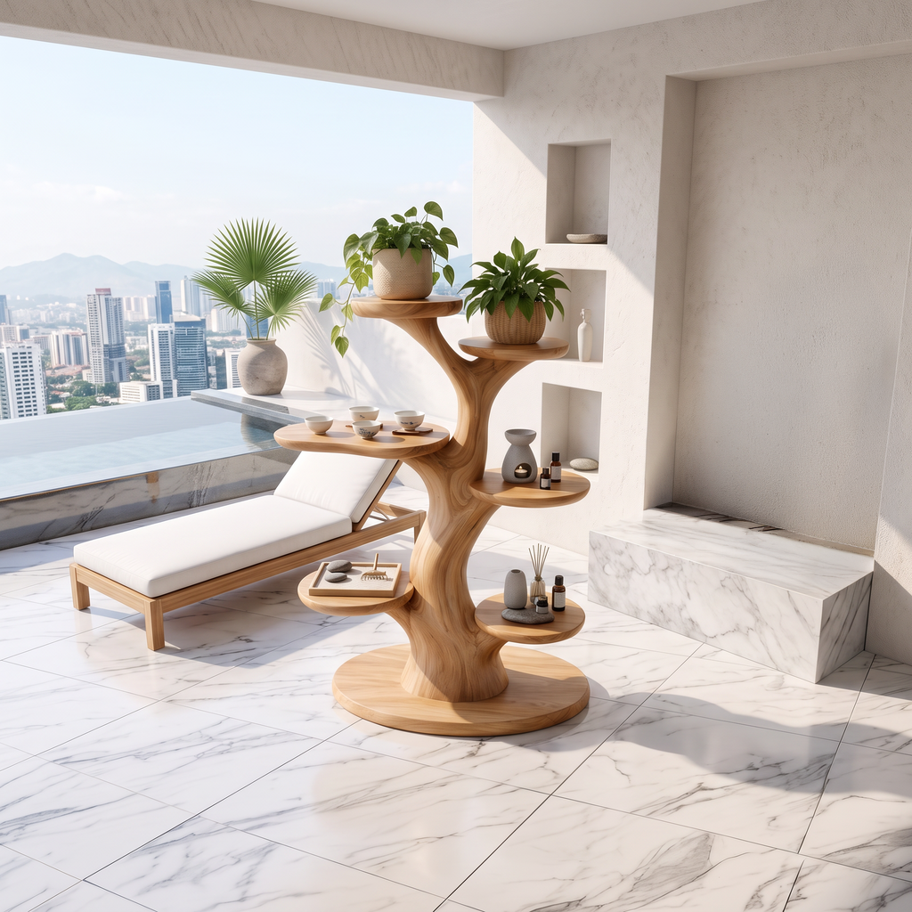 Organic Plant Stand With Flowing Tiered For Balcony