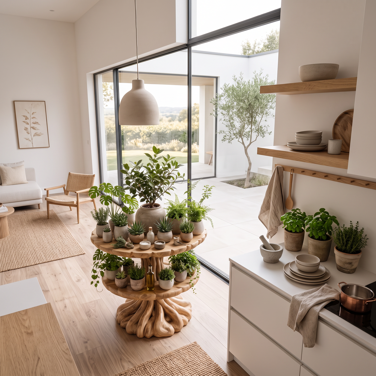 Modern Multi Tier Plant Stand With Architectural Curved Design For Office And Living Room
