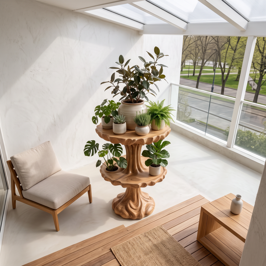 Natural Tree Plant Stand With Branch Inspired Design For Living Room And Sunroom