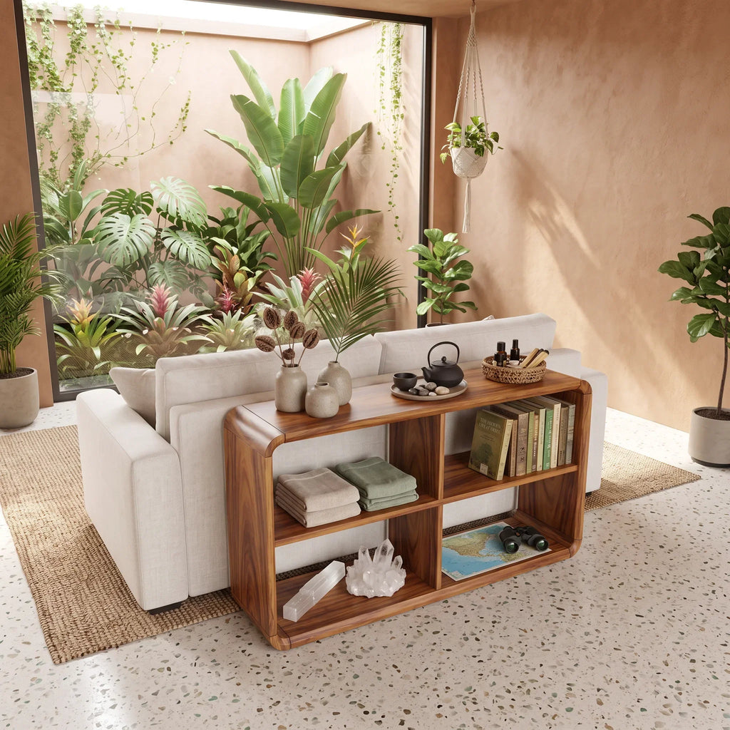 Minimalist Open Shelf Console For Sofa Area