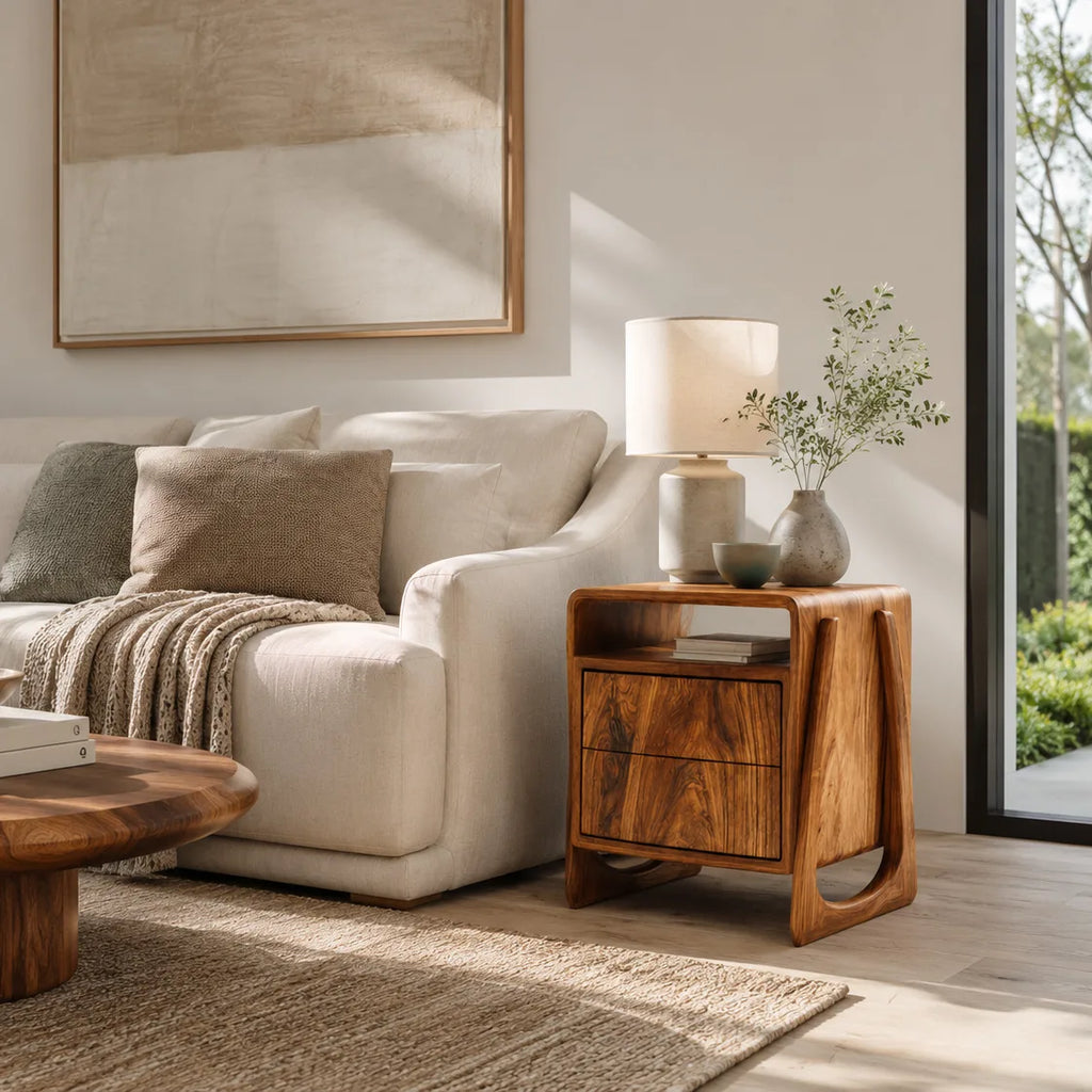 Contemporary Soft Open Frame Nightstand For Bedroom