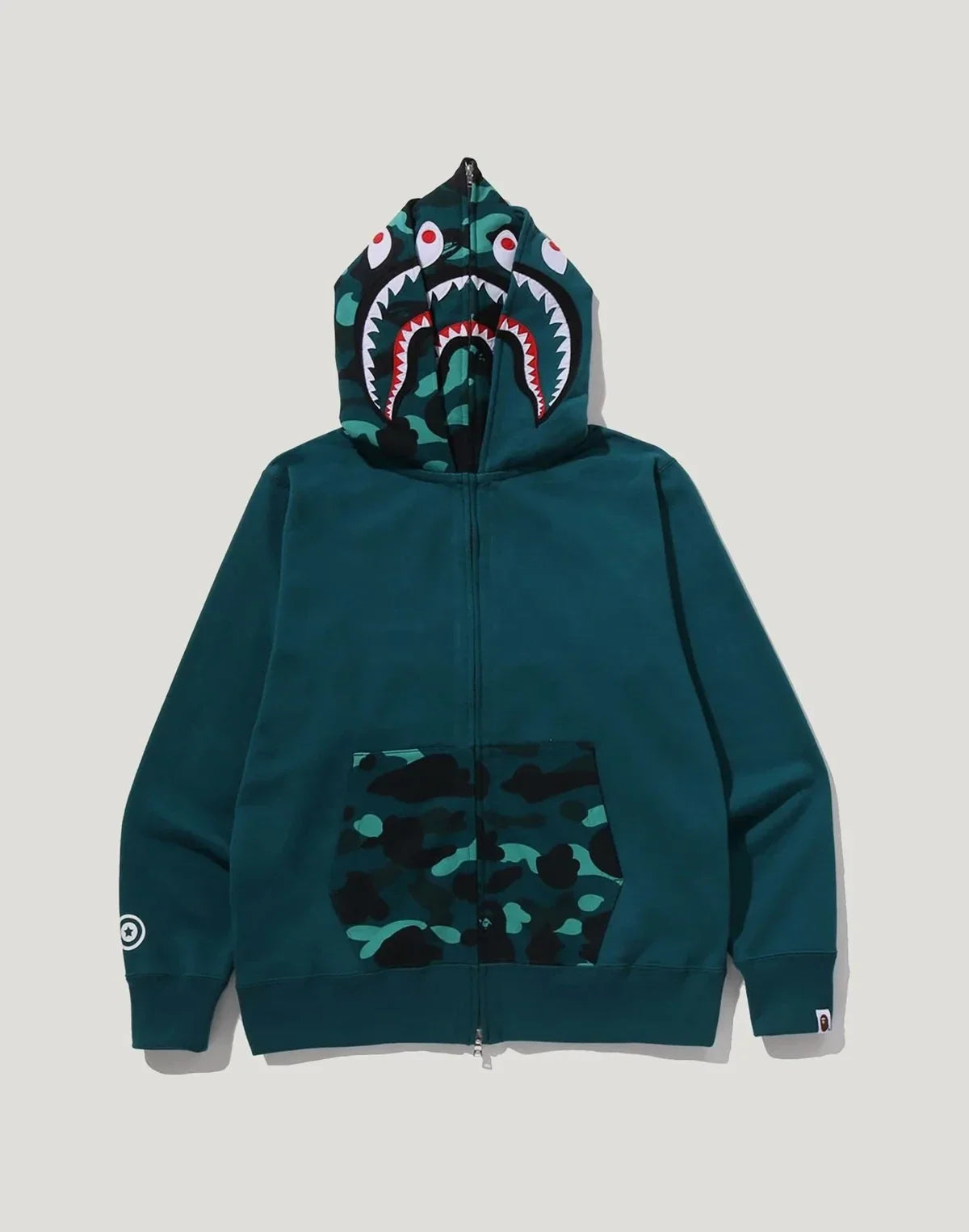Cotton Camo Double-Hood Full-Zip Hoodie - Red