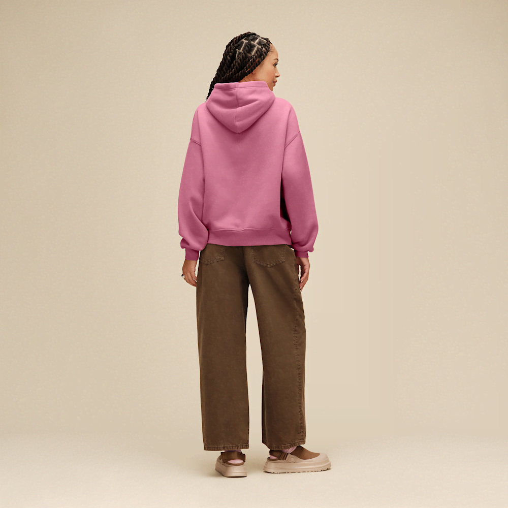 Women's Oversized Chenille Appliqué Hoodie - Black