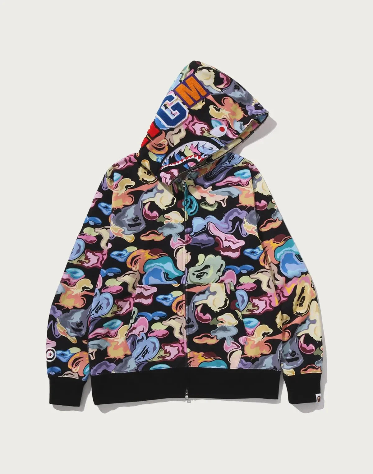 Camo Full-Zip Fleece Hoodie - Black