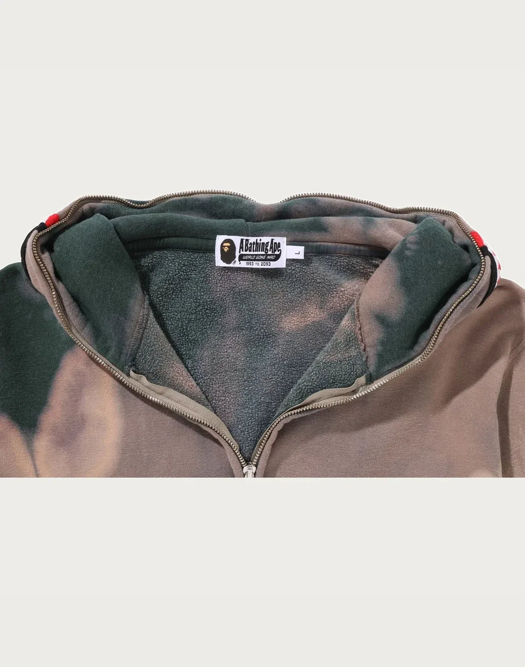 Hand-Dyed Full-Zip Graphic Hoodie - Red
