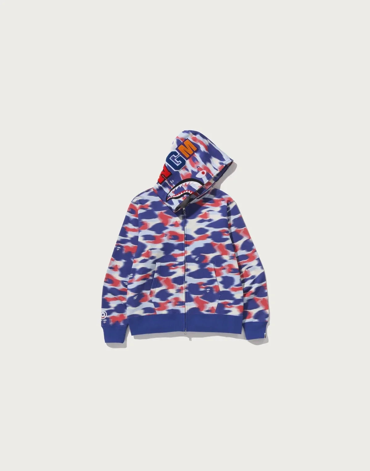 Printed Full-Zip Cotton Hoodie - Blue