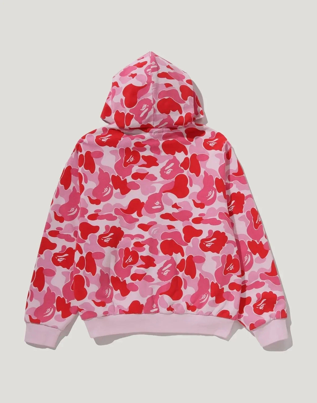 Men's Washed Cropped Camouflage Zip Hoodie - Pink