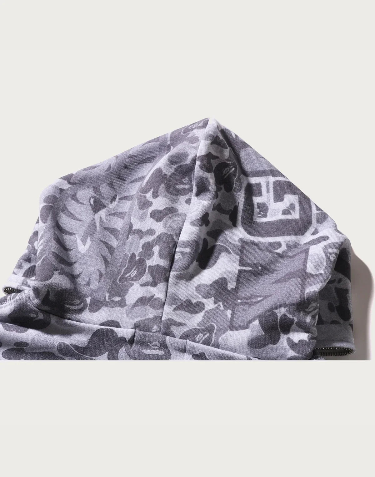 Relaxed Camo Print Full-Zip Hoodie - Black