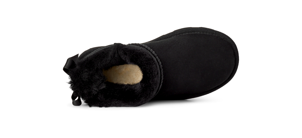 Kids' Short Sheepskin Bow Boot - Burgundy